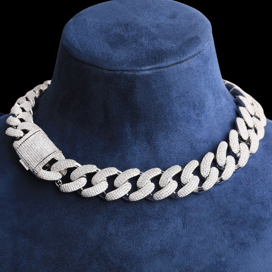NEW | 20MM Rounded Solid Miami Cuban Iced Out Diamond Necklace Chain