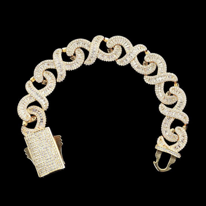 NEW | 20MM Infinity Link Iced Out Diamond Necklace Bracelet Set