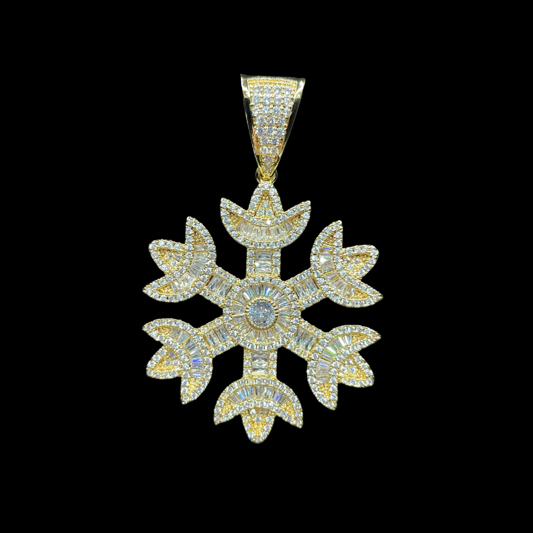 Snowflake Baguette-Tennis Edition Iced Out Diamond Pendant Necklace