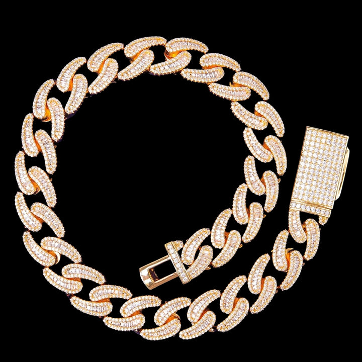 18MM Baguette and Tennis Link Iced Out Diamond Necklace Chain