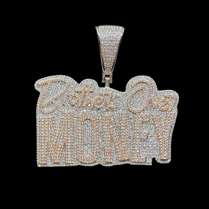 Brothers Over Money Iced Out Letter Diamond Pendant Necklace
