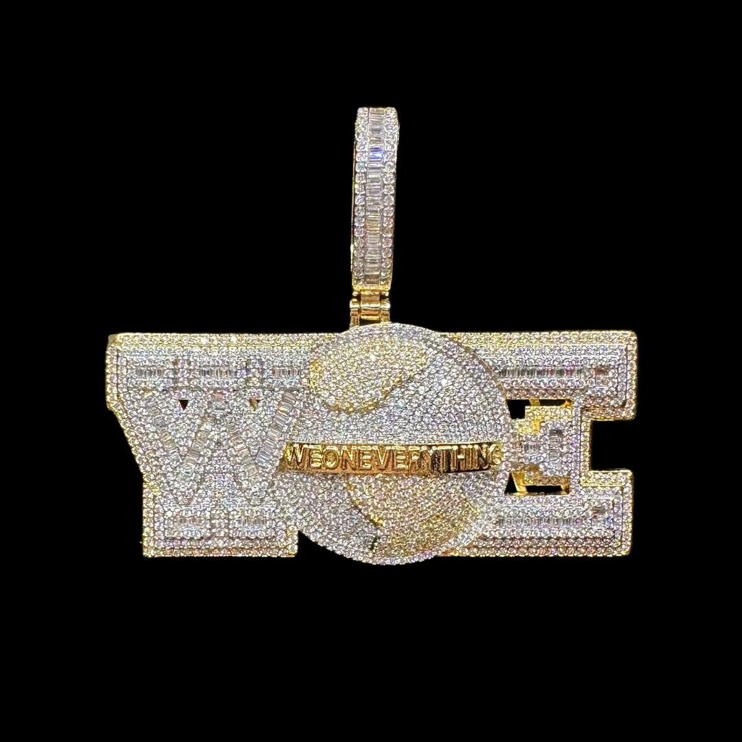 We On Everything Iced Out Letter Diamond Pendant Necklace