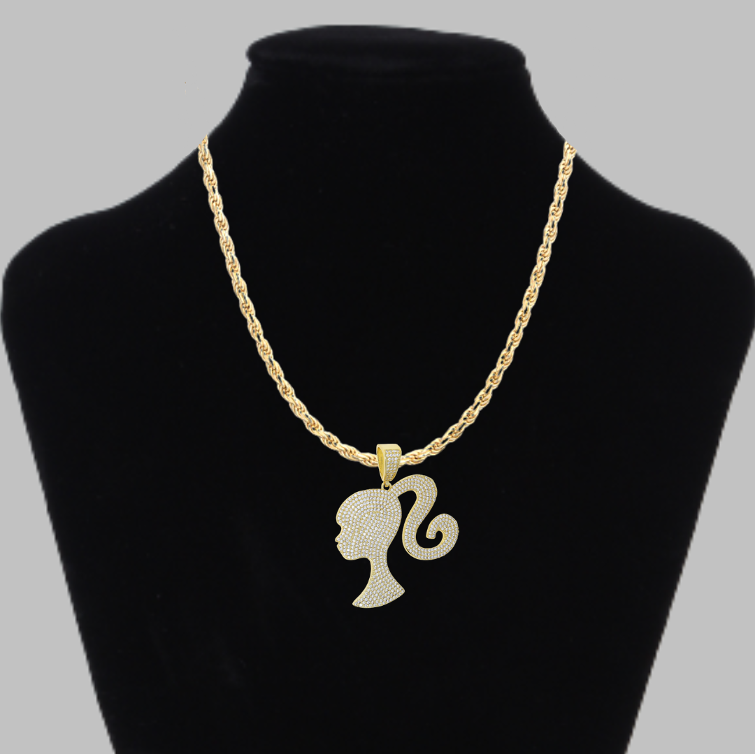 Queen Iced Out Diamond Pendant Necklace