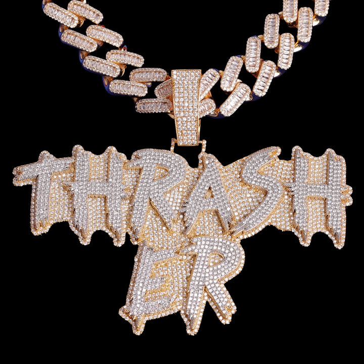 NEW | Street Drip Bold Letters Iced Out Personalized Custom Name Necklace Pendant