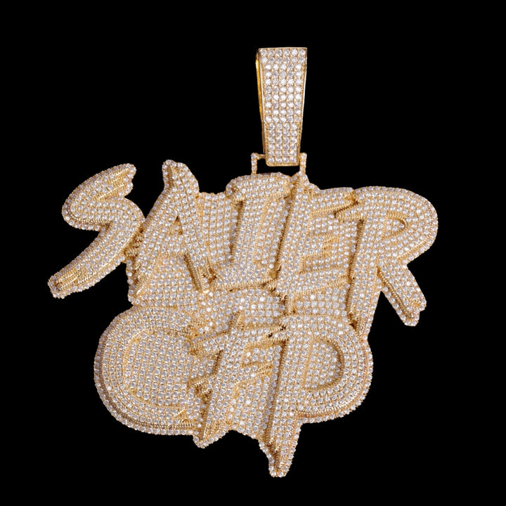 NEW | Street Drip Bold Letters Iced Out Personalized Custom Name Necklace Pendant