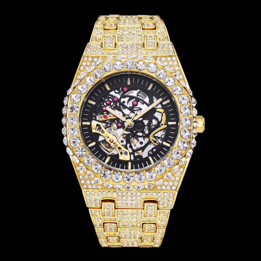 Self-Wind Mechanical Skeleton Iced Out Diamond Watch