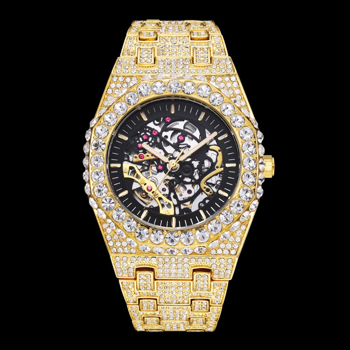 Self-Wind Mechanical Skeleton Iced Out Diamond Watch