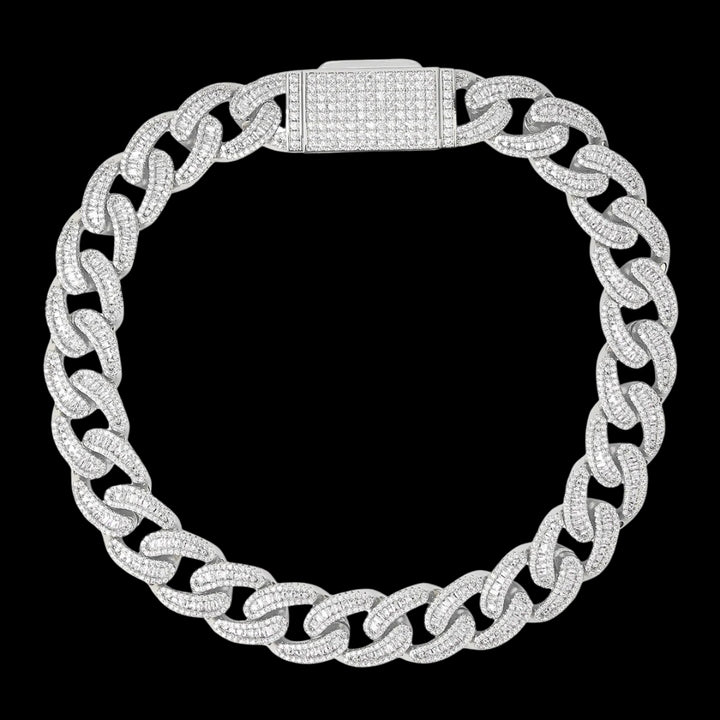 18MM Baguette and Tennis Link Iced Out Diamond Necklace Chain