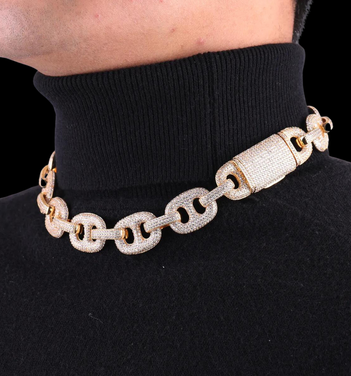 20MM VVS Duo Link Iced Out Diamond Necklace Chain