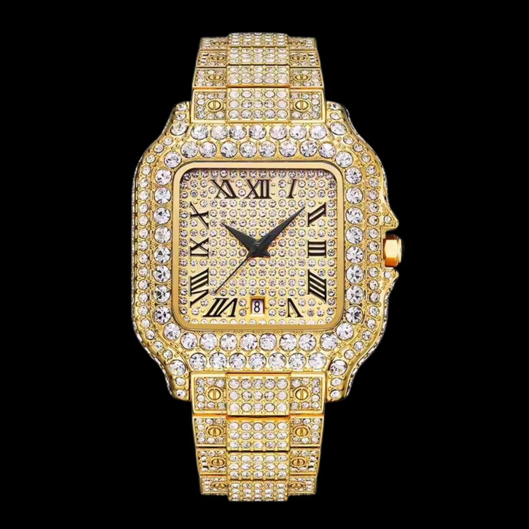 NEW | VVS Roman Numerals Square Dial Iced Out Diamond Watch