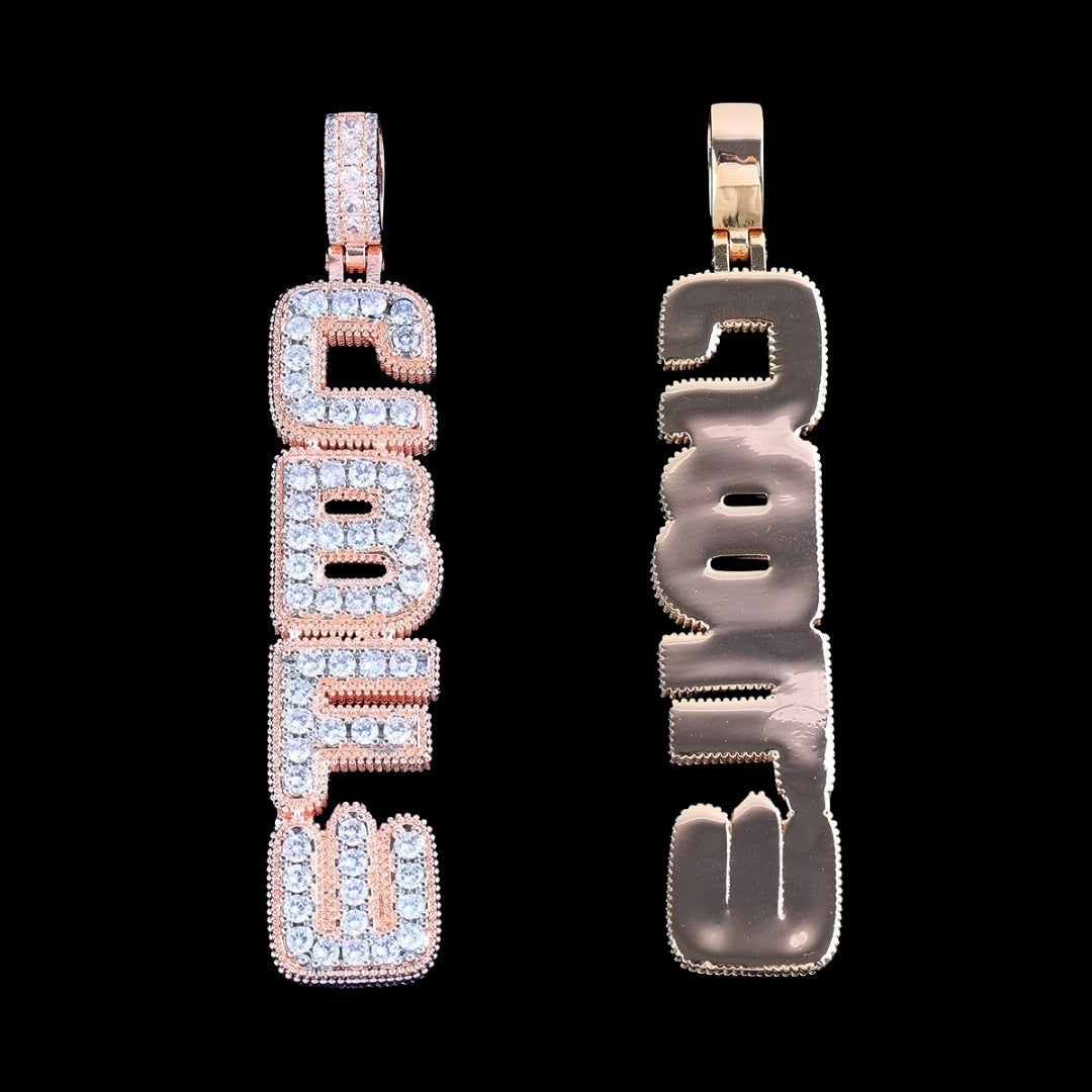 NEW | Vertical Block Iced Out Personalized Custom Name Necklace Pendant