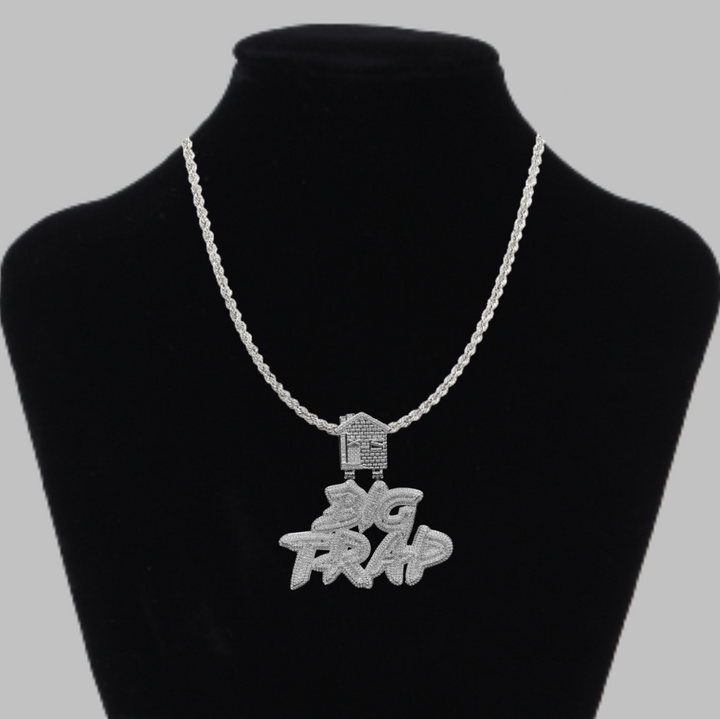 Big Trap Special Bail Iced Out Letter Diamond Pendant Necklace