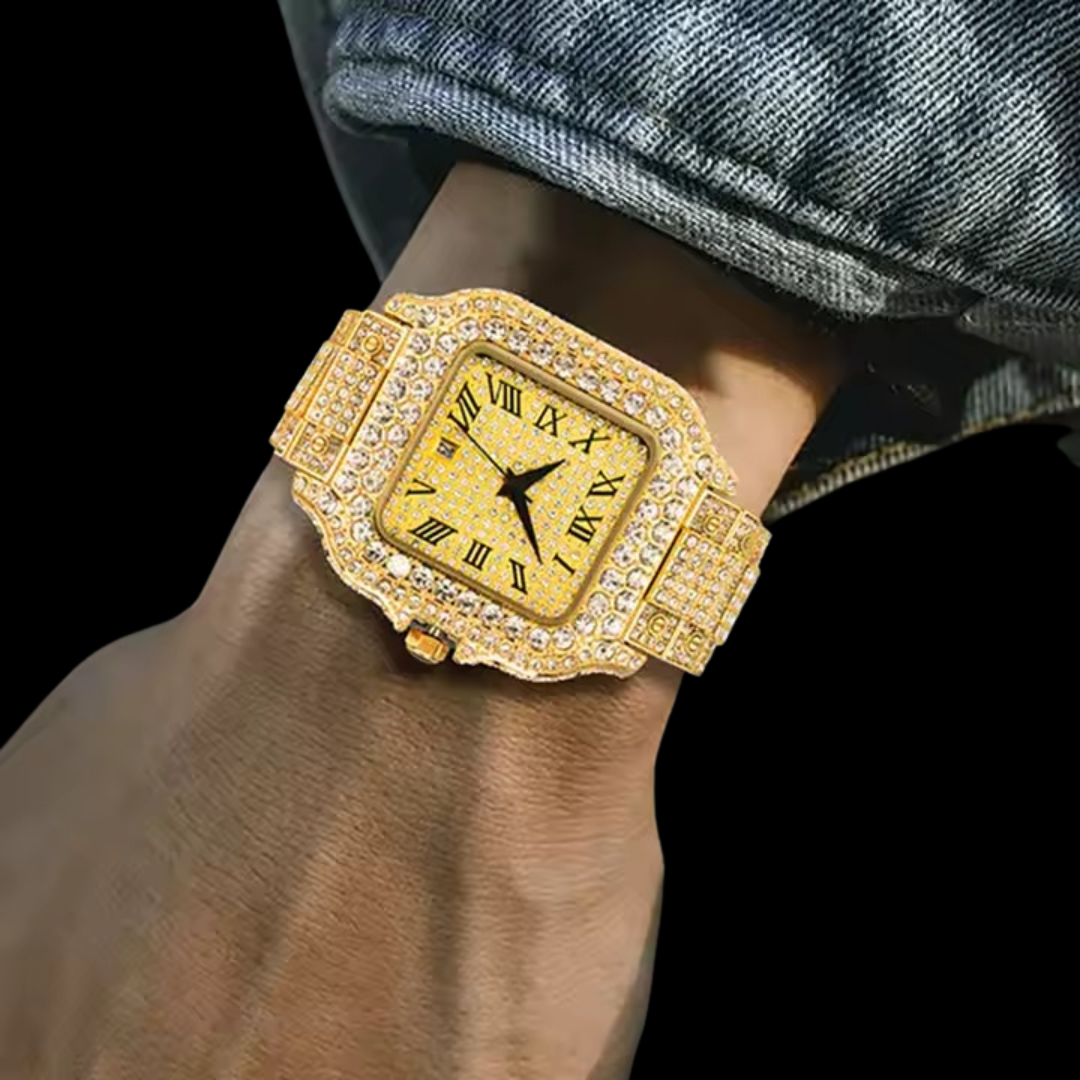 NEW | VVS Roman Numerals Square Dial Iced Out Diamond Watch