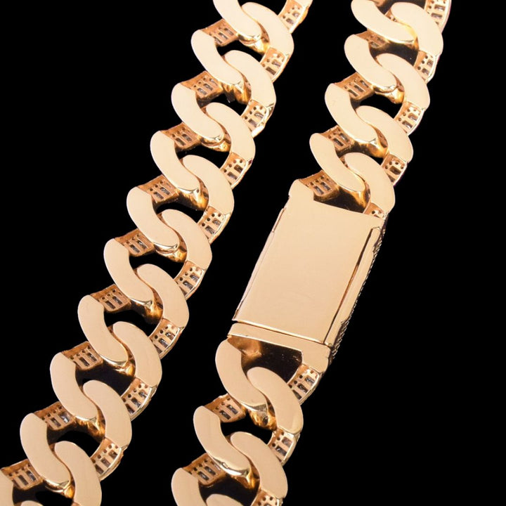 20MM Baguette Link Iced Out Diamond Necklace Bracelet Set