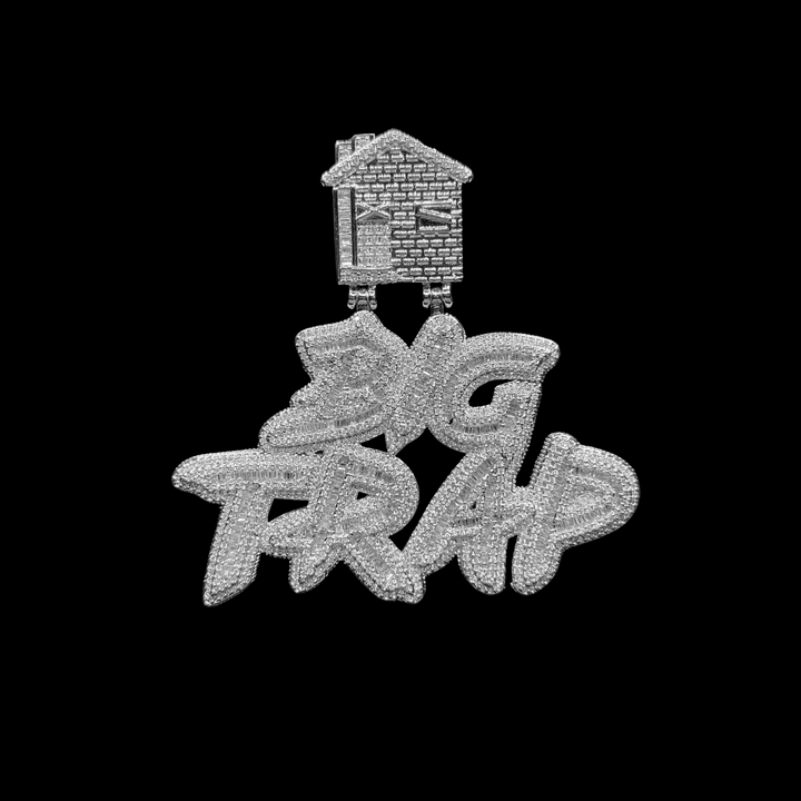 Big Trap Special Bail Iced Out Letter Diamond Pendant Necklace