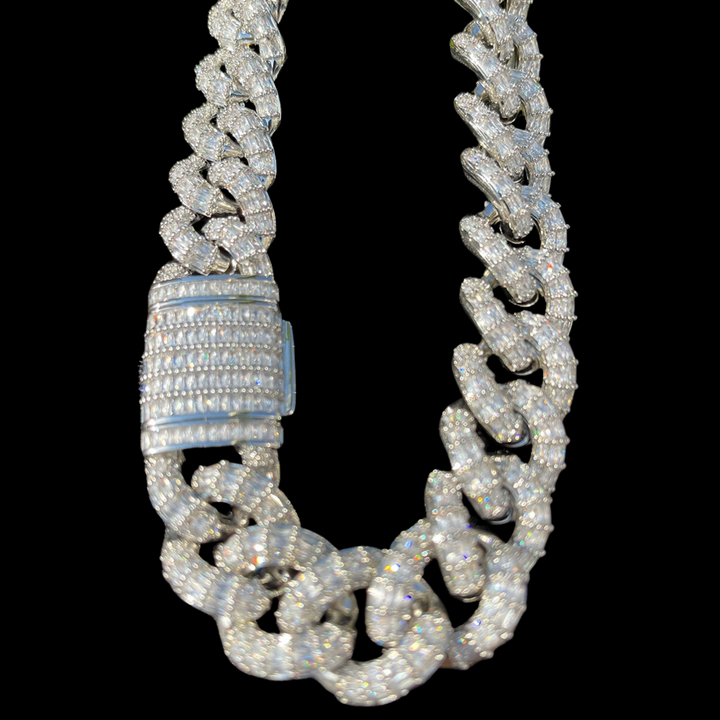 Full Baguette Linked Iced Out Diamond Necklace Chain