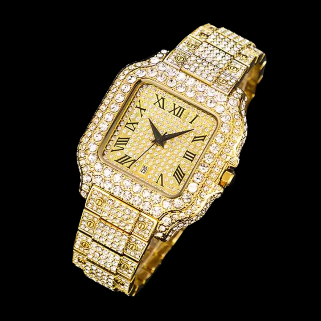 NEW | VVS Roman Numerals Square Dial Iced Out Diamond Watch