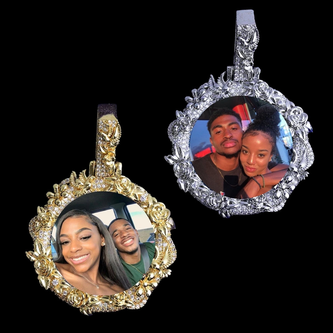 Rectangle Broken Heart Custom Photo Picture Pendant Necklace