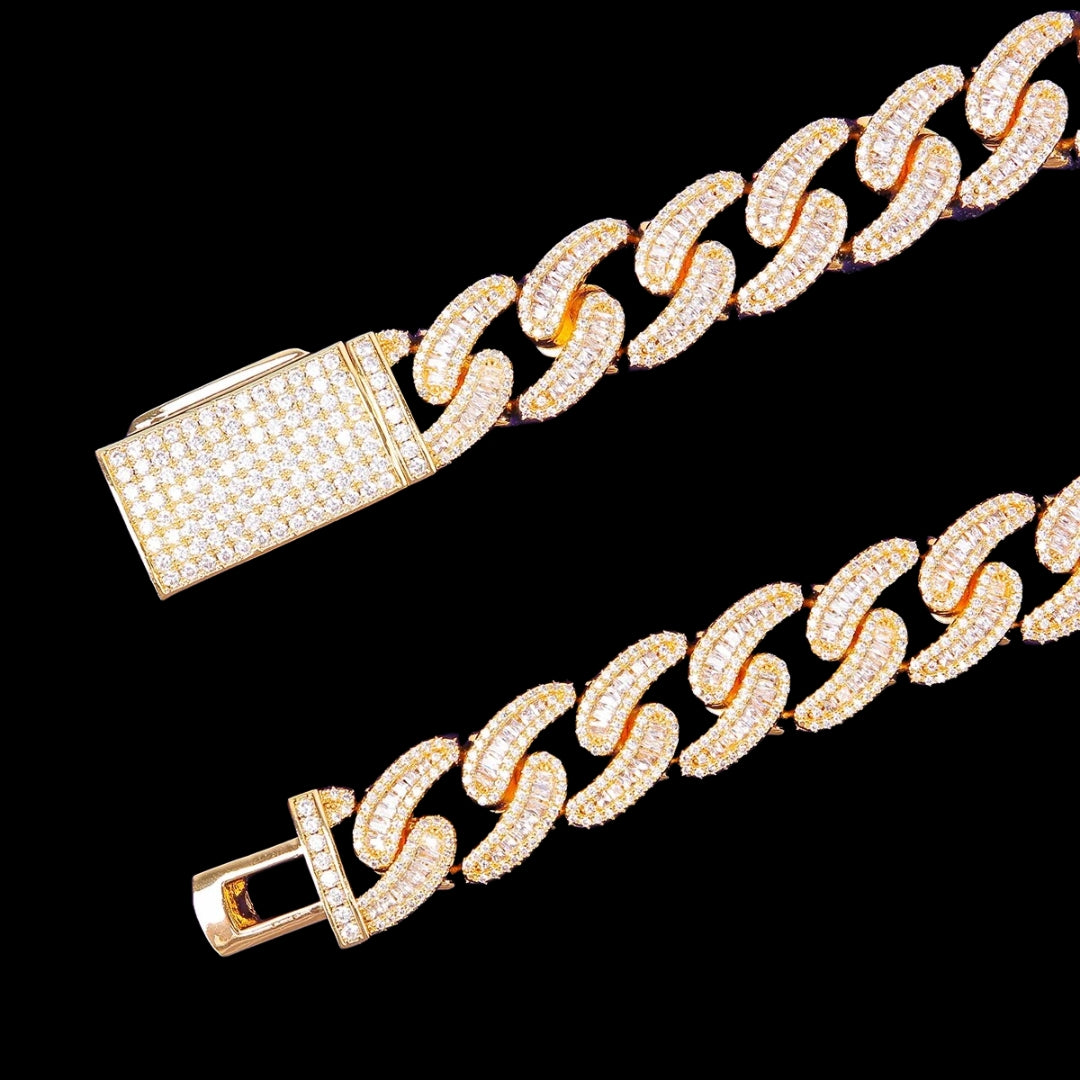 18MM Baguette and Tennis Link Iced Out Diamond Necklace Chain