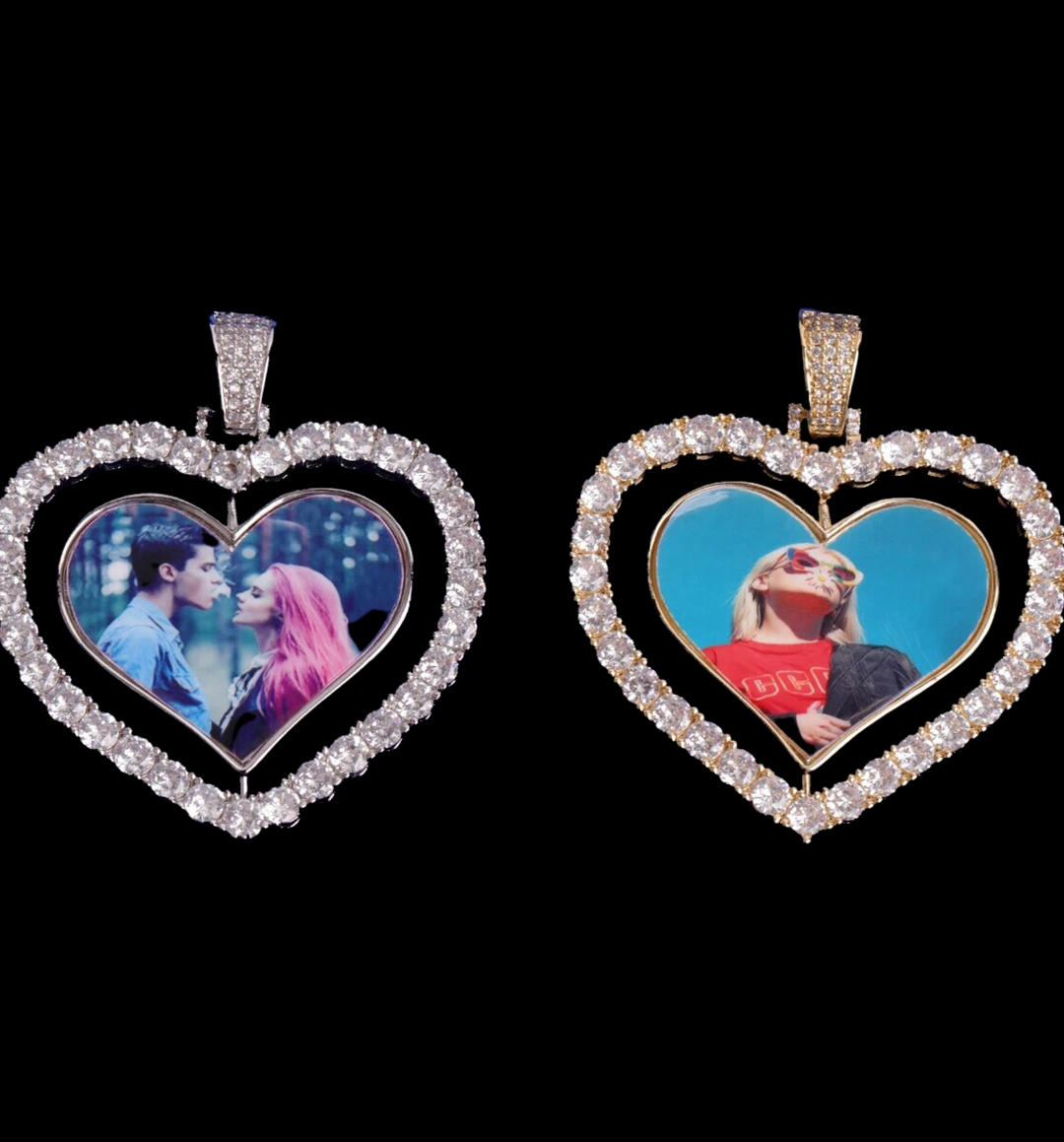 Rotating Heart Custom Photo Picture Pendant Necklace