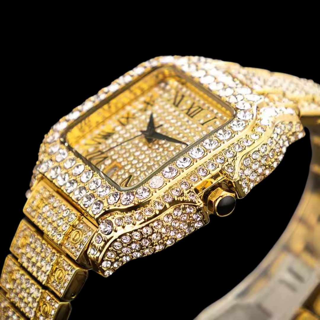 NEW | VVS Roman Numerals Square Dial Iced Out Diamond Watch