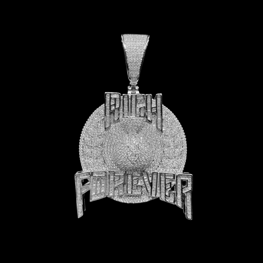Rich Forever Money Bag Iced Out Letter Diamond Pendant