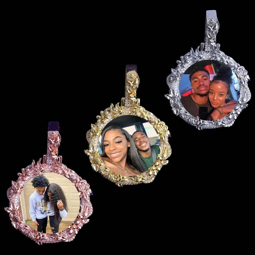Rectangle Broken Heart Custom Photo Picture Pendant Necklace