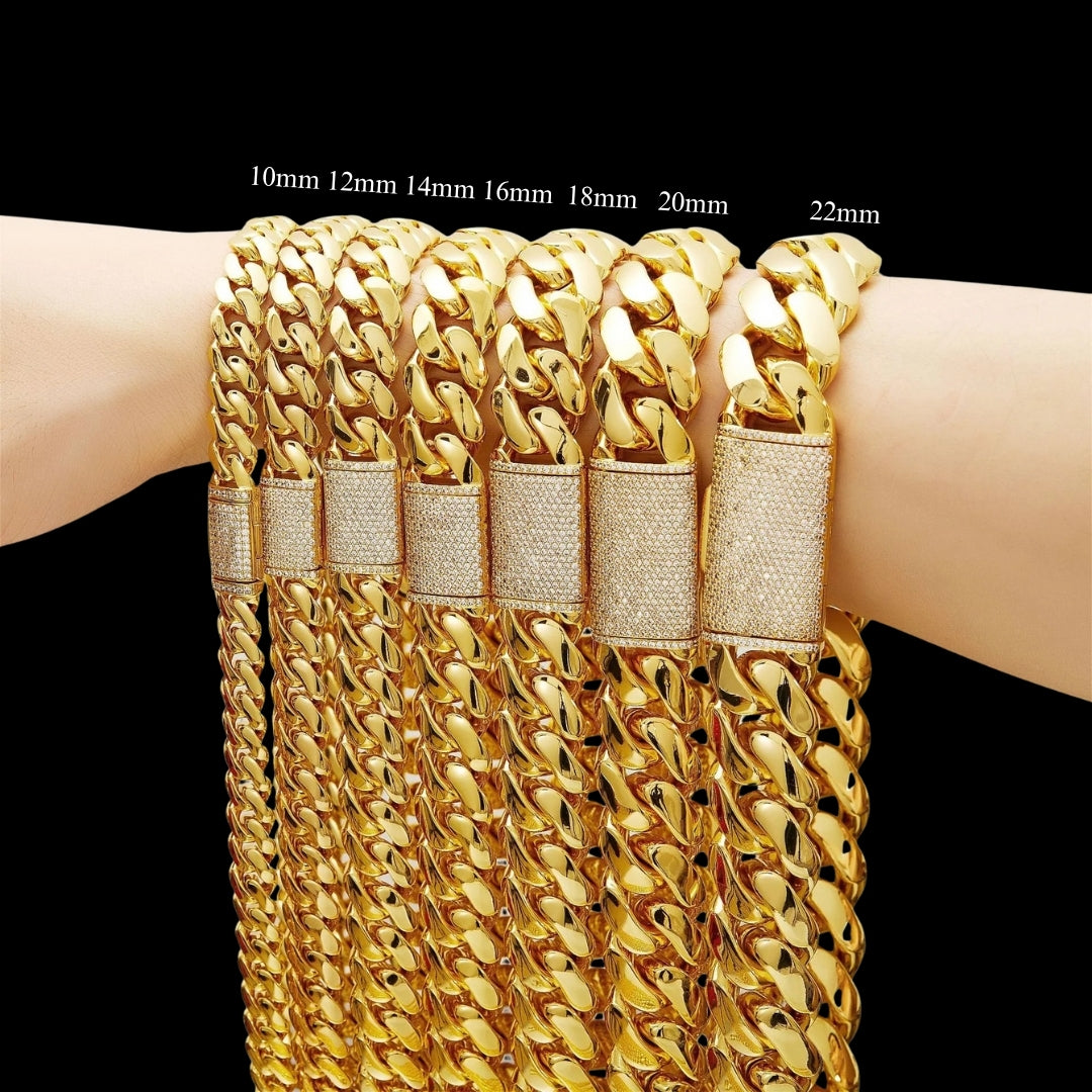 6MM-20MM VVS Iced Box Clasp Luxury Stainless Steel Necklace Chain