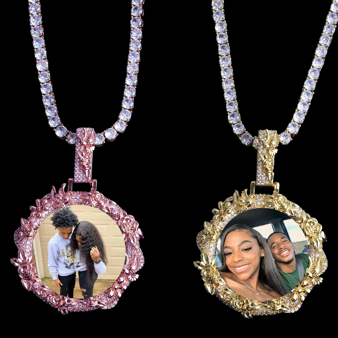 Rectangle Broken Heart Custom Photo Picture Pendant Necklace