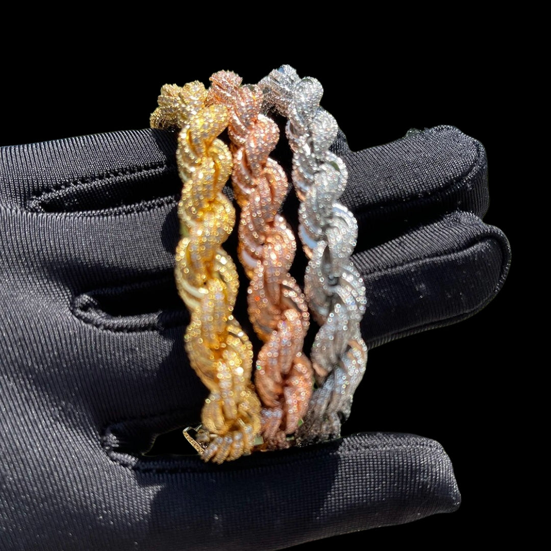 8MM Spiral Rope Stack Iced Out Diamond Bracelet