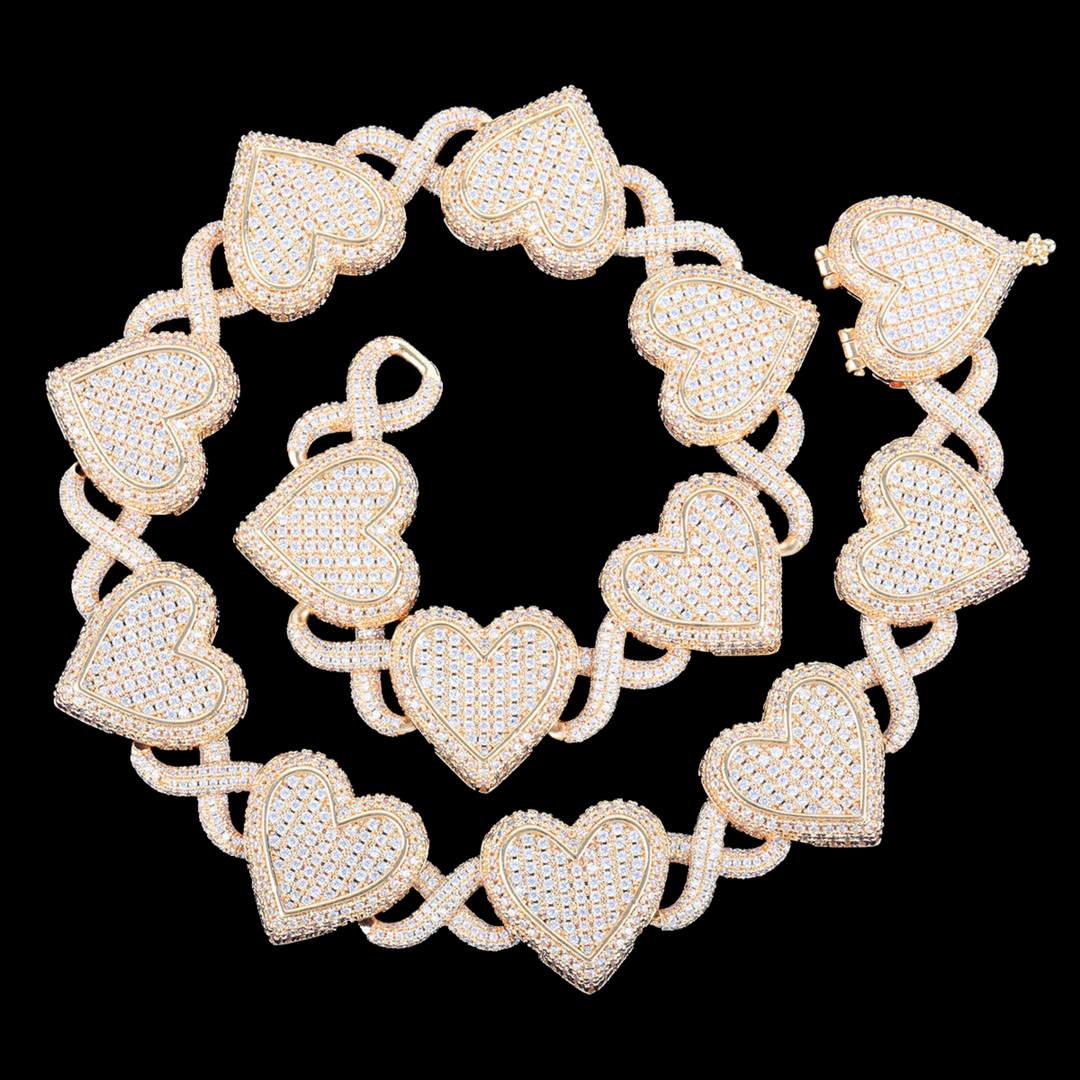 13MM Infinity Heart Iced Out Diamond Necklace Chain
