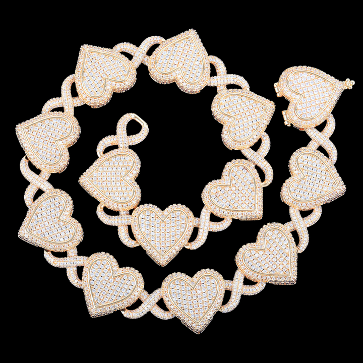 13MM Infinity Heart Iced Out Diamond Necklace Chain