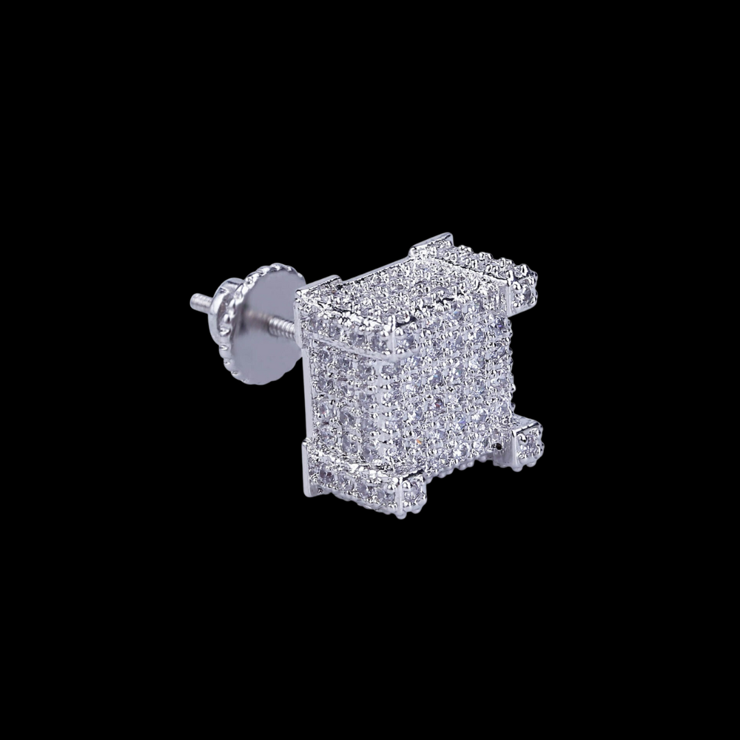 10MM Cursive Tennis Screw Back Iced Out Stud Earrings