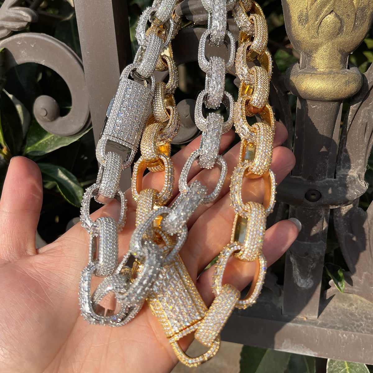 NEW | 20MM Baguette Box Link Iced Out Chain Necklace