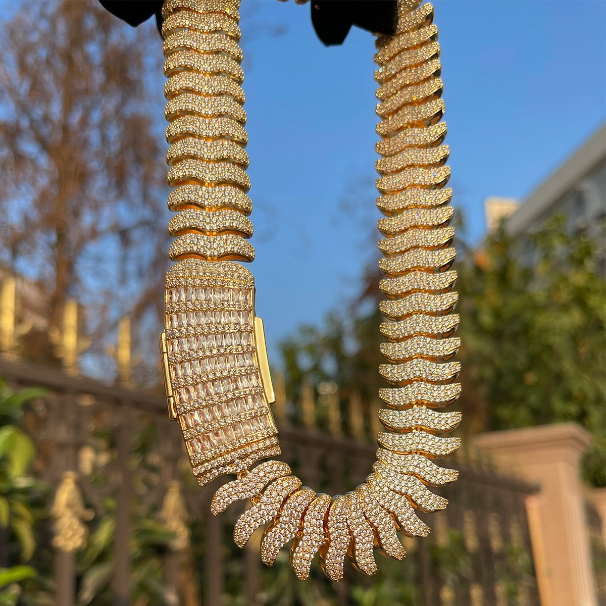 20MM Boomerang Style Long Heavy Edition Iced Out Chain Necklace