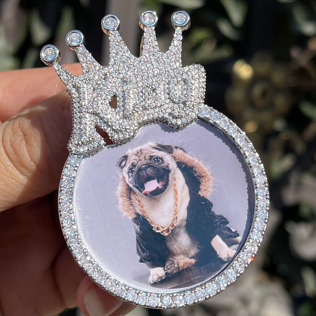 King Crown Bail Custom Photo Picture Pendant Necklace