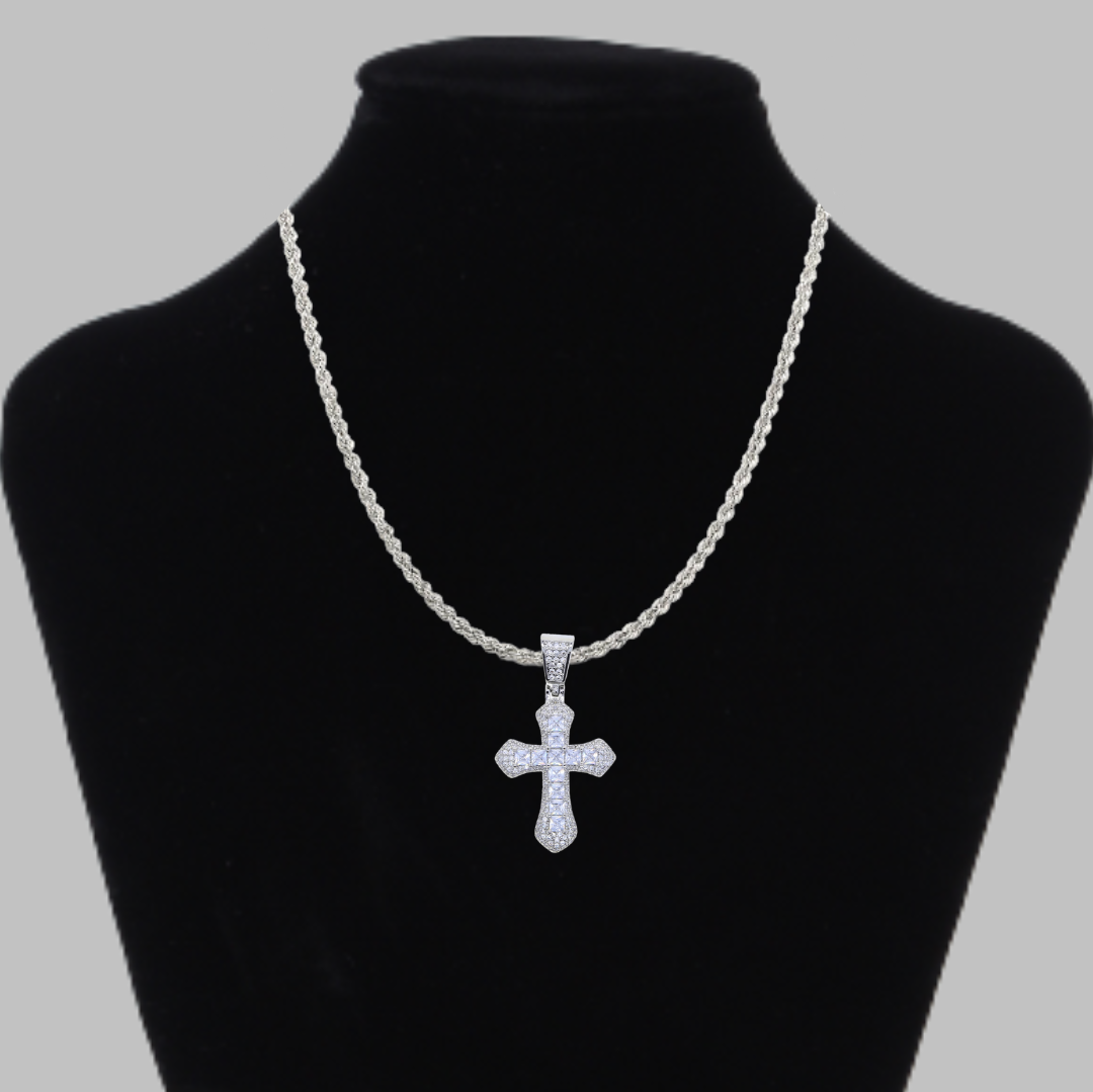 NEW | Bling Cross Silver Plated Hip Hop Style Iced Out Pendant