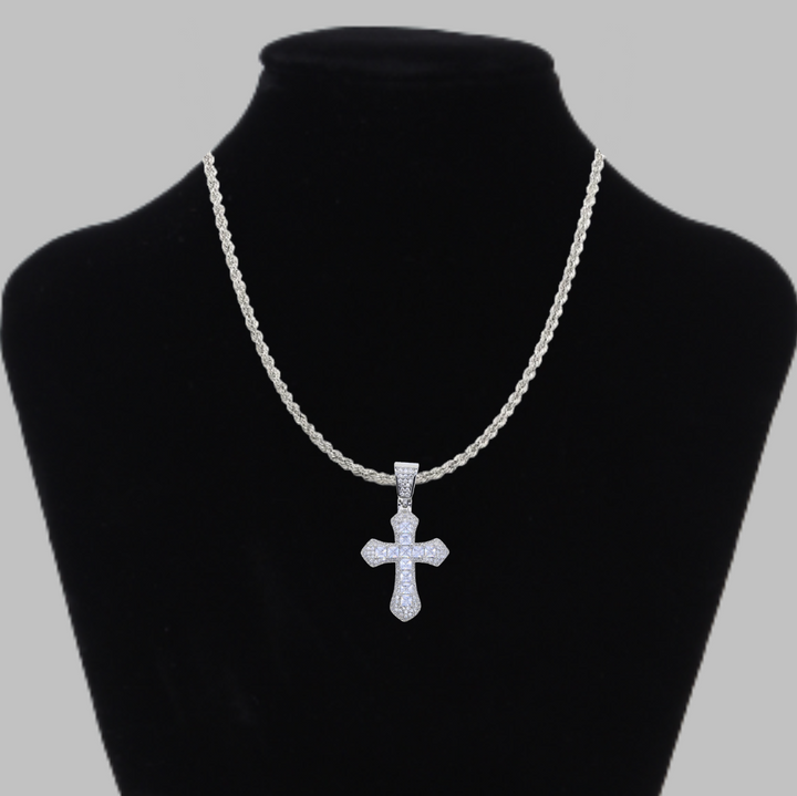 Bling Cross Iced Out Diamond Pendant Necklace