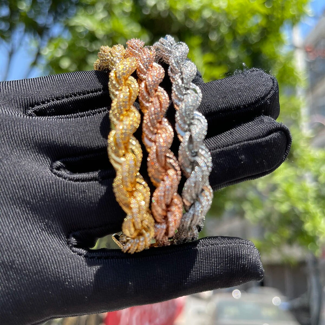 8MM Spiral Rope Stack Iced Out Diamond Bracelet