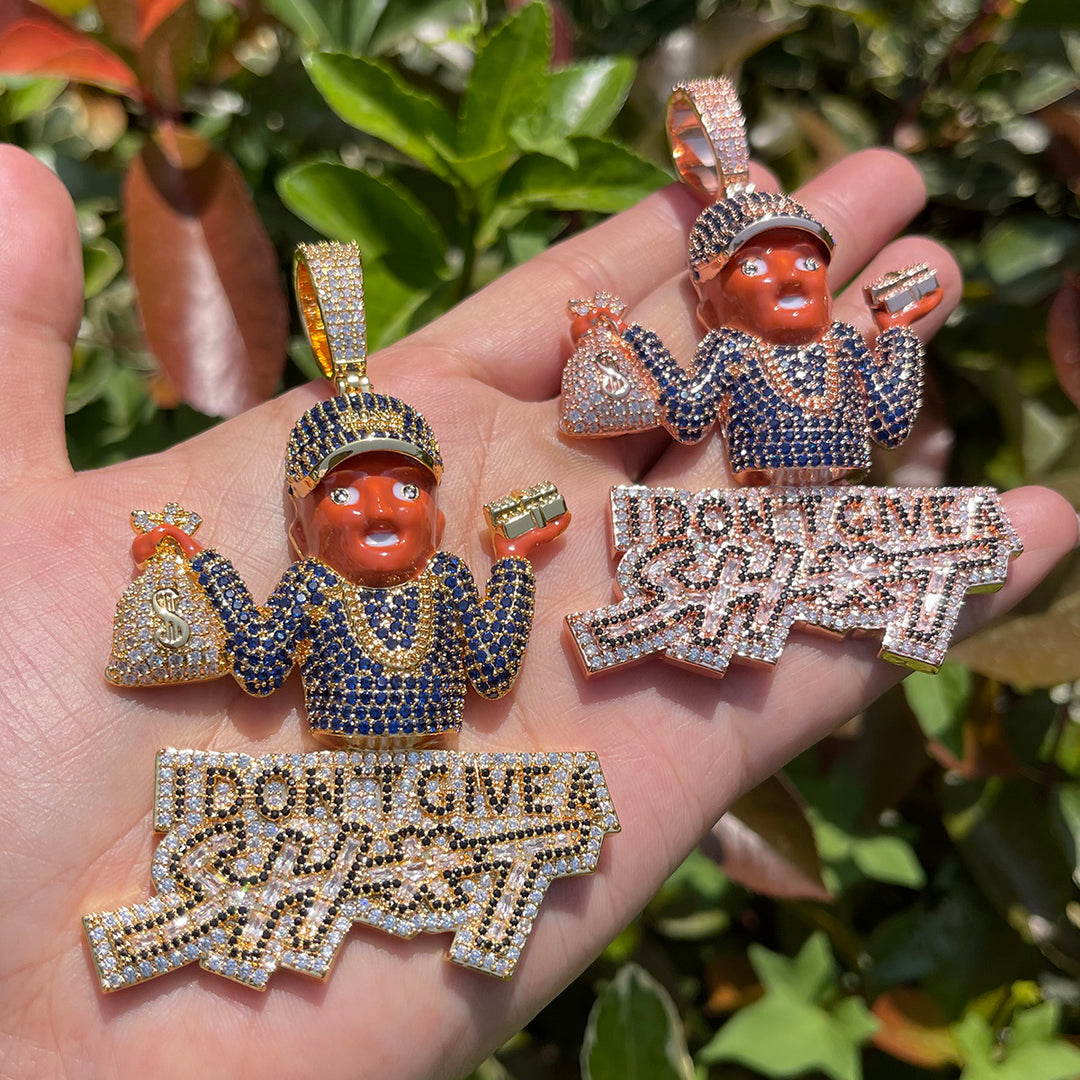 I Don't Give A Sh*t Iced Out Diamond Pendant Necklace