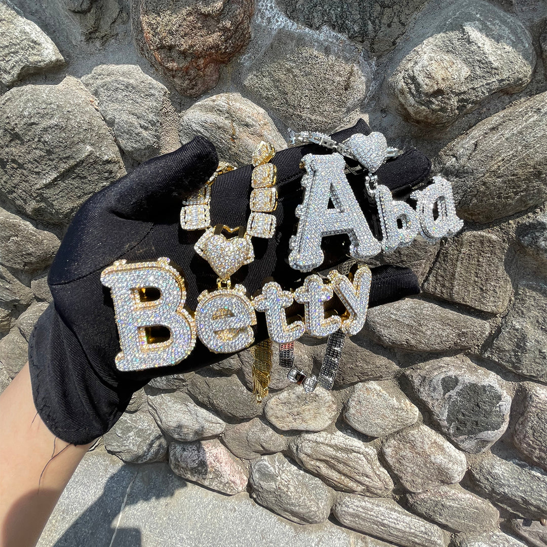 NEW | Charming Glow Heart Bail Iced Out Personalized Custom Name Necklace Pendant