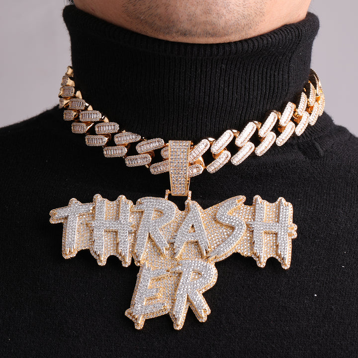 NEW | Street Drip Bold Letters Iced Out Personalized Custom Name Necklace Pendant