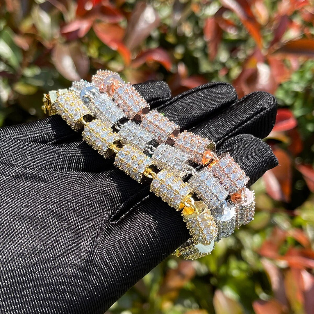 10MM Cylindrical Iced Out Diamond Bracelet