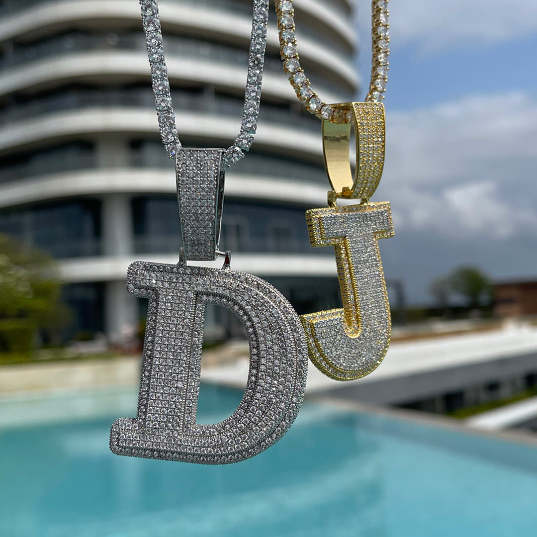 Diamond Clarity Initial Iced Out Custom Name Necklace Pendant