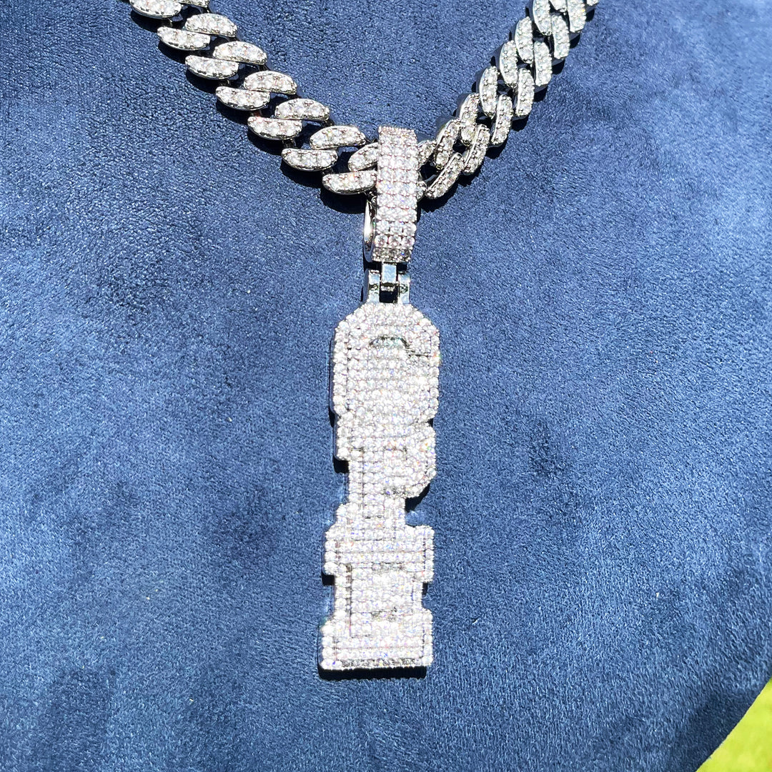 VVS Shine Tennis Stoned Iced Out Initial Custom Name Necklace Pendant
