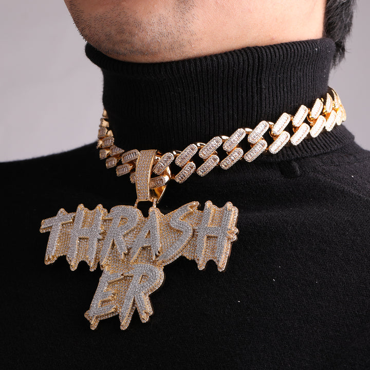 NEW | Street Drip Bold Letters Iced Out Personalized Custom Name Necklace Pendant