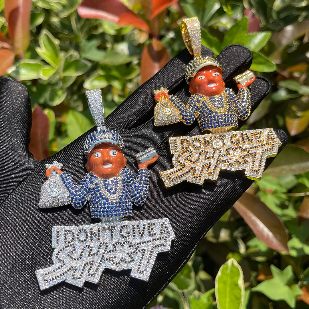 I Don't Give A Sh*t Iced Out Diamond Pendant Necklace