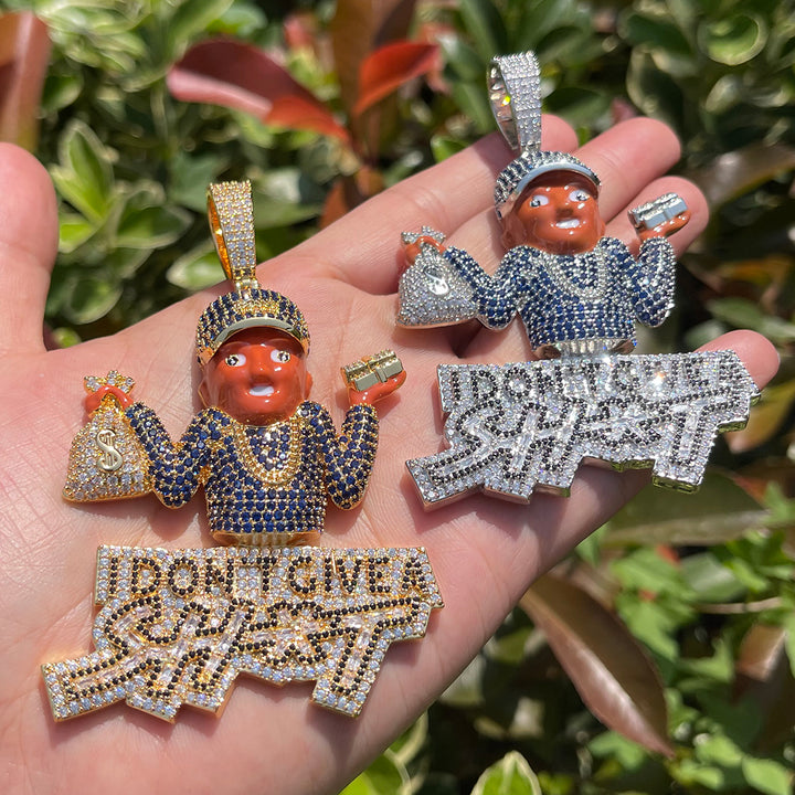 I Don't Give A Sh*t Iced Out Diamond Pendant Necklace