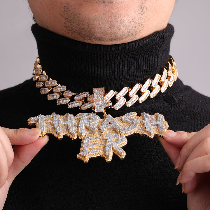 NEW | Street Drip Bold Letters Iced Out Personalized Custom Name Necklace Pendant