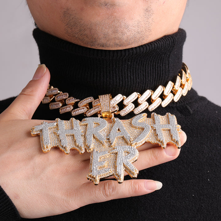 NEW | Street Drip Bold Letters Iced Out Personalized Custom Name Necklace Pendant